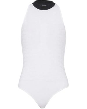 Balmain Body Sans Manches À Motif Monogrammé - Blanc