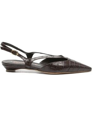 BIANCADI Pointed-Toe Croc-Effect Court Shoes - White