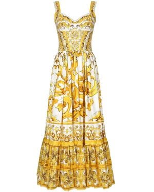 Dolce & Gabbana Maiolica ポプリンドレス - イエロー