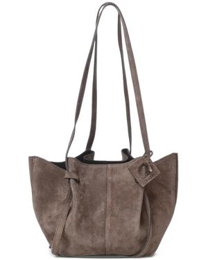 Date Nina Suede Knotted Shoulder Bag - Brown