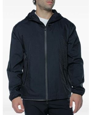 Emporio Armani Logo-Jacquard Hoodie Jacket - Blue