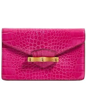 PAMELA MUNSON The Jackie Croc-Embossed Clutch - Pink