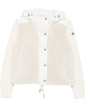 Moncler Faux-Fur Panelled Hoodie - White