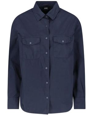 Aspesi Dark Relaxed Fit Flap Shirt - Blue