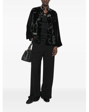 Whyci Floral-Pattern Velvet Jacket - Black