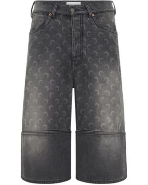 Marine Serre Moon Denim Shorts - Gray