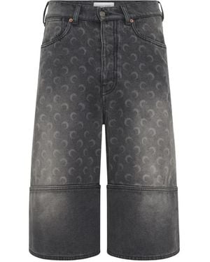 Marine Serre Moon Denim Shorts - Gray