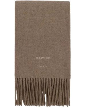 Carven Embroidered-Logo Fringed Scarf - Braun