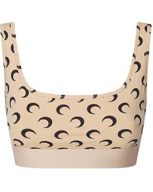 Marine Serre Moon-Print Sports Bra - Natural
