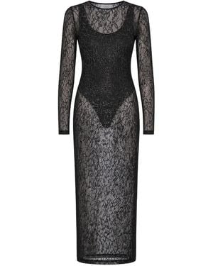 Wardrobe NYC Vestido Midi Con Detalle De Encaje - Negro