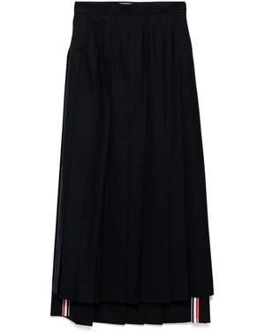 Thom Browne Super 120's Twill Maxi-Rok Met Plooien - Zwart