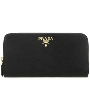 Prada Large Leather Wallet - Blue