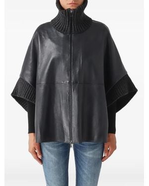 The Jackie Leathers Lavinia Ribbed-Knit Jacket - Black
