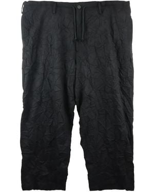 Yohji Yamamoto Crinkled Wool-Blend Shorts - Blue
