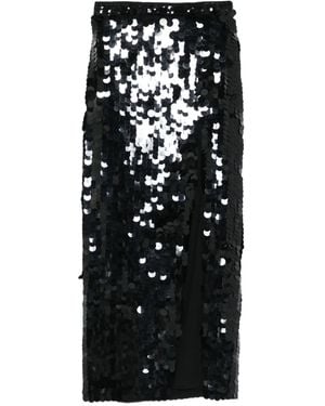 P.A.R.O.S.H. Sequin-Embellished Slit Skirt - Black