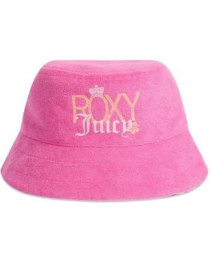 Juicy Couture X Roxy Reversible Logo-Patch Bucket Hat - Pink