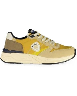 Blauer Logo-Patch Low-Top Sneakers - Metallic