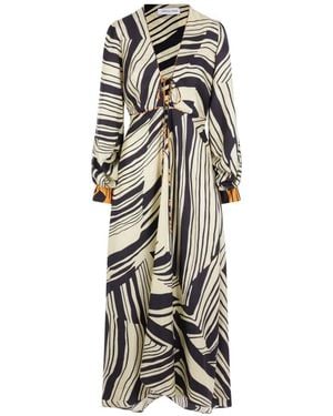 Raquel Diniz Abstract Print V-Neck Dress - White