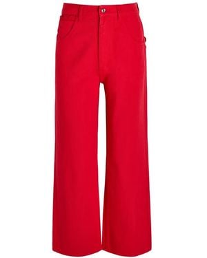 Never Fully Dressed Cropped Wide-Leg Jeans - Red