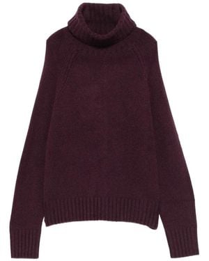 Allude Roll-Neck Raglan-Sleeve Jumper - Purple