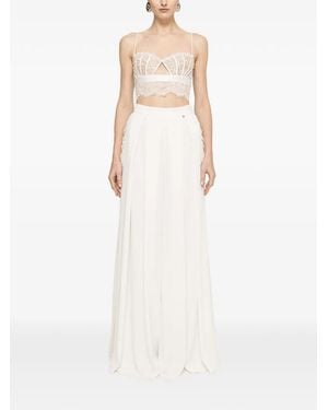Nissa Lace-Up Palazzo Trousers - White