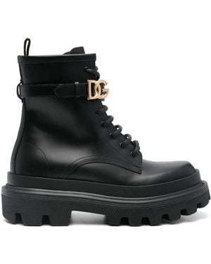 Dolce & Gabbana ロゴバックル アンクルブーツ - ブラック