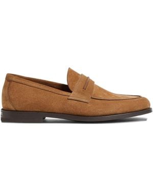 ZEGNA Suede Penny Loafers - Brown