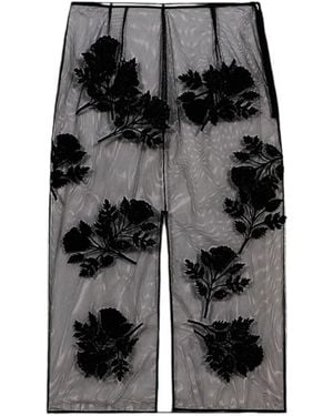 Blumarine Flower-Embroidered Midi Skirt - Black
