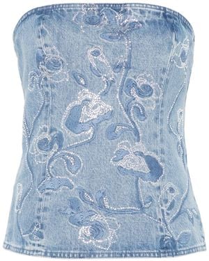 ROTATE BIRGER CHRISTENSEN Rhinestone-Embellished Top - Blue