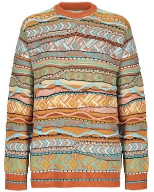 Laneus Trui Met Geometrisch Patroon En Ronde Hals - Grijs