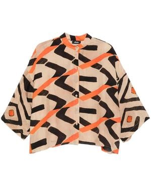 Dixie Abstract-Print Cotton Shirt - Natural