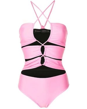Gloria Coelho Tie Front Reversible One-Piece Swimsuit - Pink
