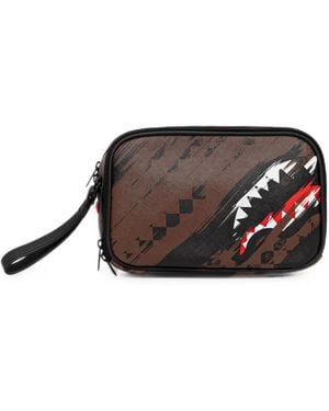 Sprayground Neceser Con Tiburón Estampado Y Cremallera - Negro