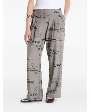 Desigual Pantalon Plissé À Carreaux - Gray