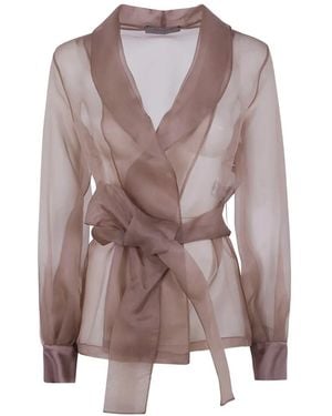 D.exterior Tie-Waist Jacket - Brown