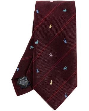 Paul Smith Rabbit-Print Striped Tie - Purple