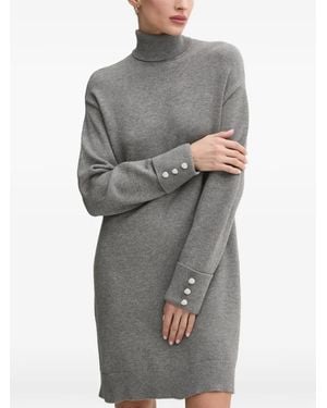 Morgan Embellished-Cuff Roll-Neck Mini Dress - Gray