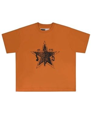 Sp5der Star-Print T-Shirt - Brown