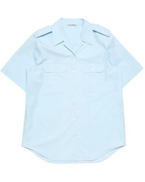 Acne Studios Poplin Button-Up Shirt - Blue