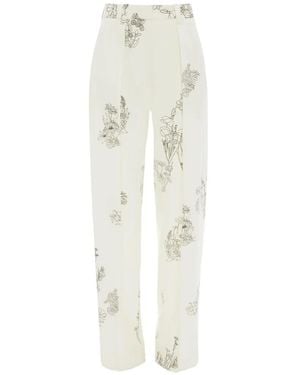 Victoria Beckham Wide-Leg Floral Trousers - White