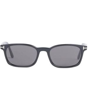 Tom Ford T-Logo Rectangle-Frame Sunglasses - Grey