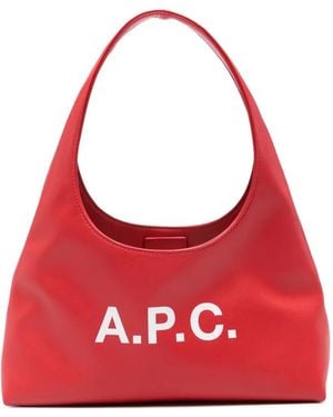 A.P.C. Logo-Print Shoulder Bag - Red