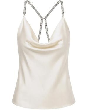 Patrizia Pepe Jewelled Chain-Link Silk Top - White