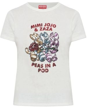 KENZO T-Shirt À Sequins - Blanc