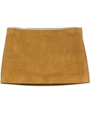 KHAITE Jett Suede Mini Skirt - Natural