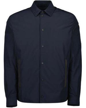 Moncler Quilted Logo-Patch Jacket - Blue