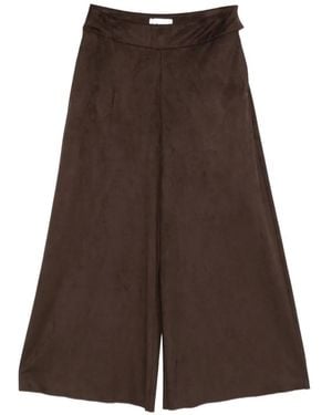 Niu Suede-Effect Pants - Brown