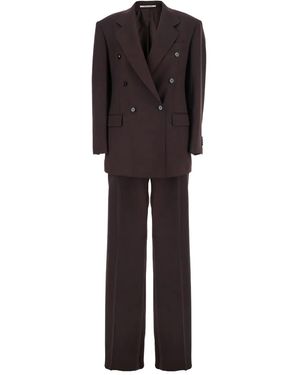 Tagliatore Pak Met Dubbele Rij Knopen En Gekerfde Afwerking - Bruin