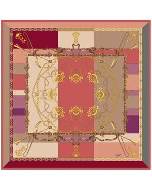 Elizabetta Gabriella Equestrian-Print Silk Scarf - Pink