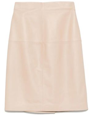 Kiton Leather Mini Skirt - Natural